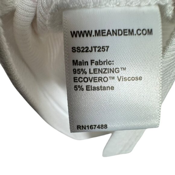 ME + EM slinky ribbed womens short sleeve white laying tee t-shirt top size 4 - Picture 5 of 7